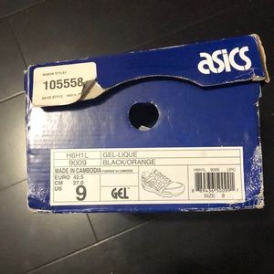 ASICS Gel -Lique Black Orange size 9